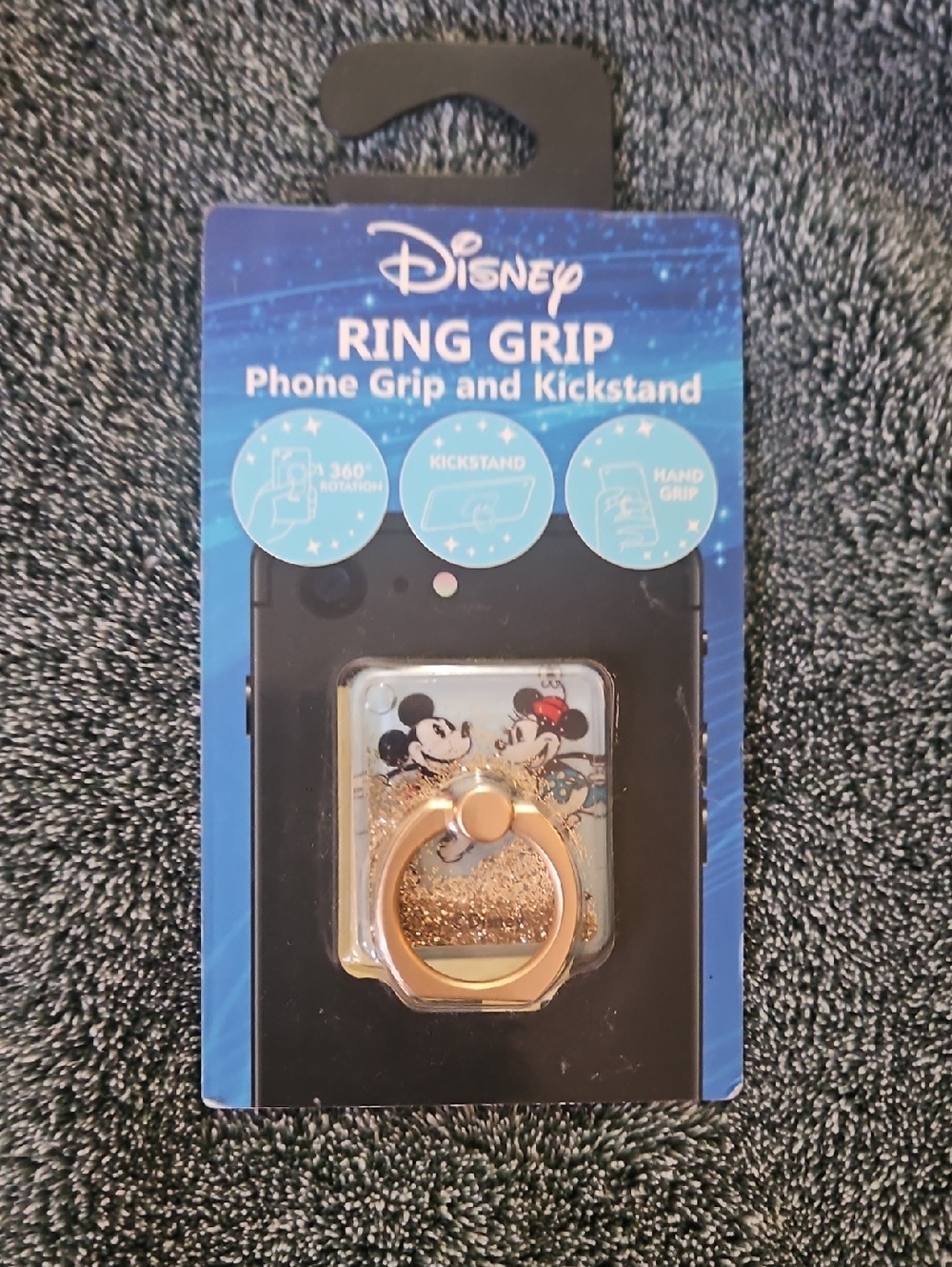 Disney Gold Mickey & Minnie Glitter Phone Ring Grip Kickstand
